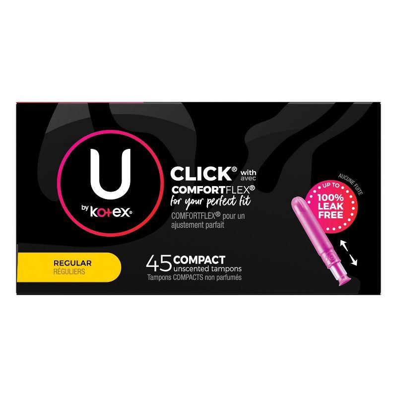 slide 6 of 9, U by Kotex Click Compact Unscented Tampons - Regular - 45ct, 45 ct