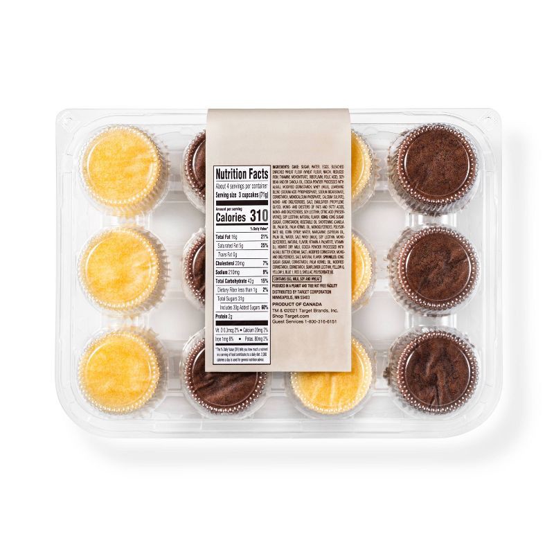 slide 2 of 4, Chocolate & Vanilla Mini Cupcakes - 10oz/12ct - Favorite Day™, 12 ct; 10 oz