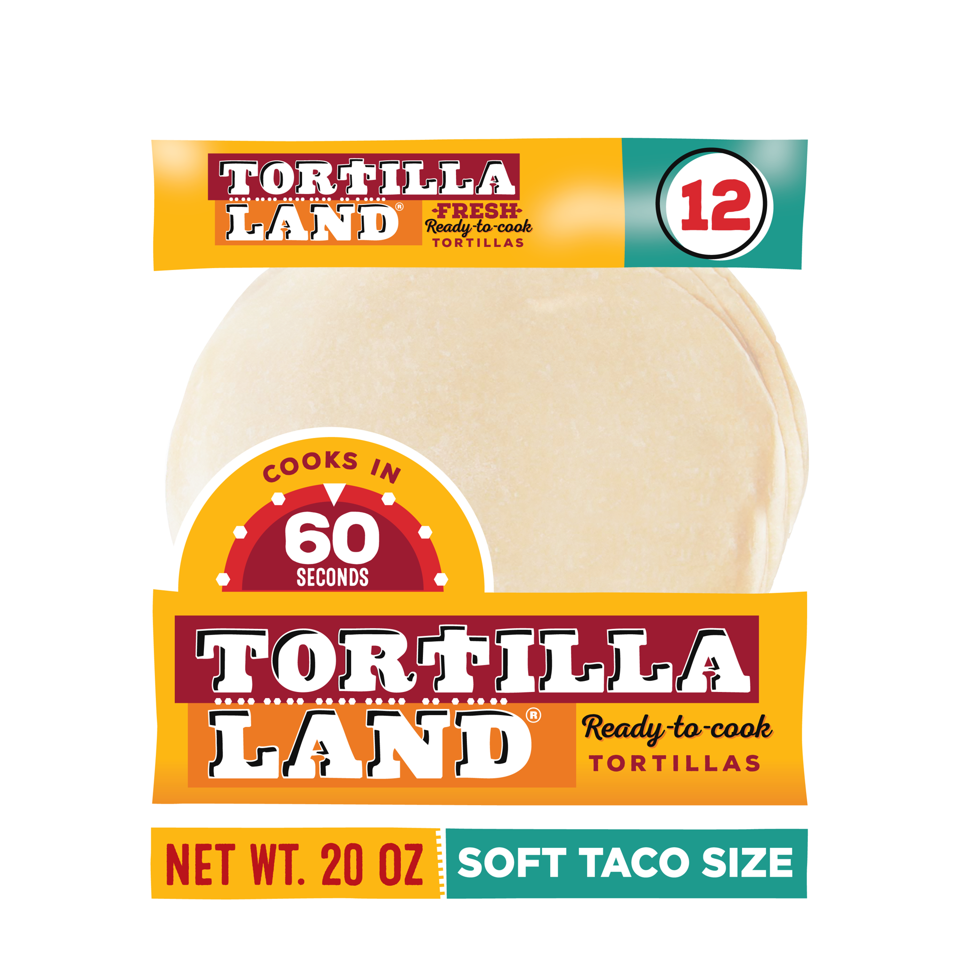 slide 1 of 10, TORTILLA LAND TortillaLand Uncooked Flour Tortillas, Soft Taco Size (12 Count), 566.99 g