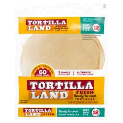 TORTILLA LAND TortillaLand Uncooked Flour Tortillas, Soft Taco Size (12 Count)