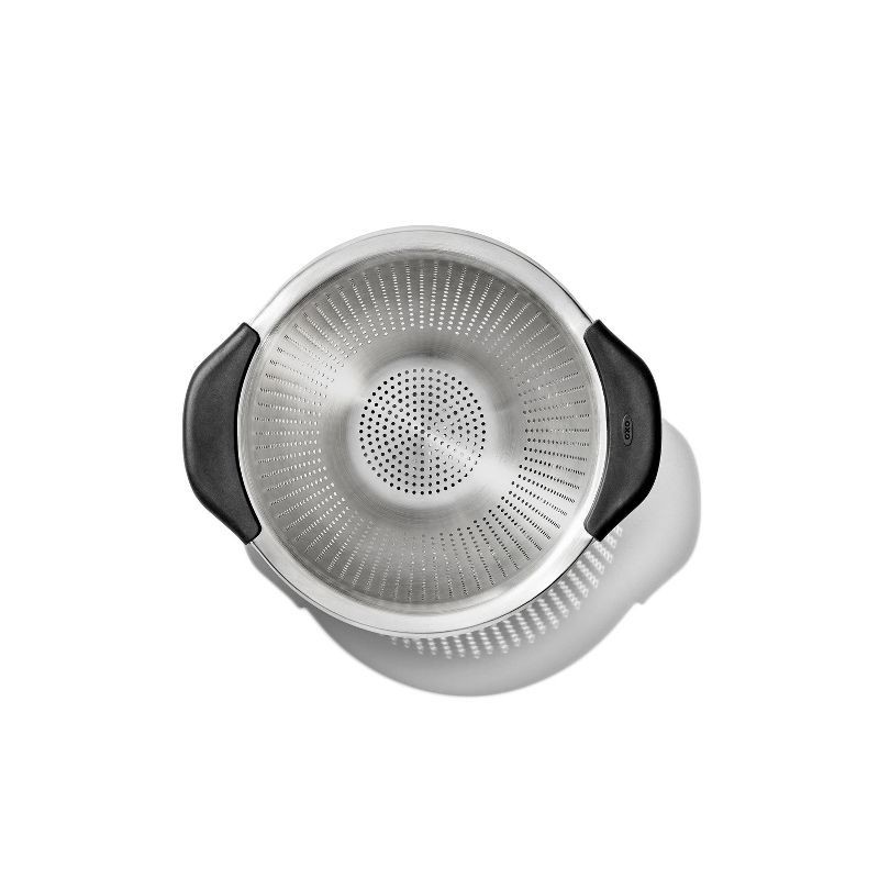 slide 3 of 7, OXO 3Qt Stainless Steel Colander: Dishwasher-Safe Pasta Strainer, Light Silver, 9.6" Width, 3Qt Capacity, 3 qt, 3 qt