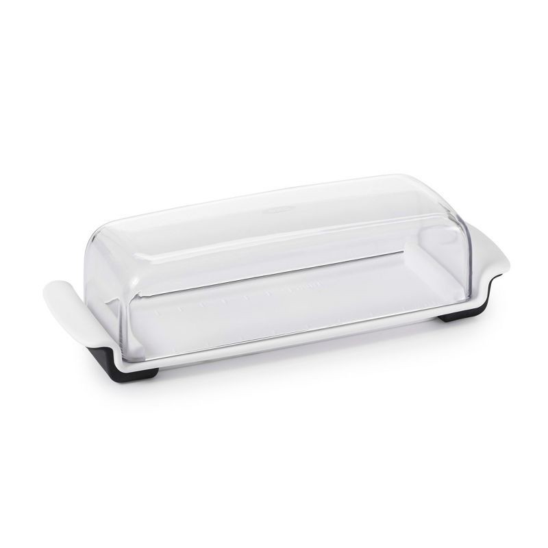slide 2 of 7, OXO Softworks Butter Dish: White Polypropylene Butter Holder, Dishwasher-Safe, 2-Piece Set, 7.80" Width, 1 ct