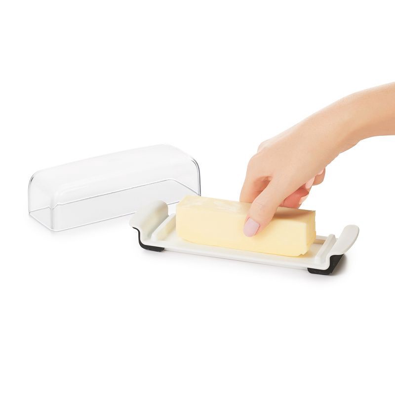 slide 4 of 7, OXO Softworks Butter Dish: White Polypropylene Butter Holder, Dishwasher-Safe, 2-Piece Set, 7.80" Width, 1 ct