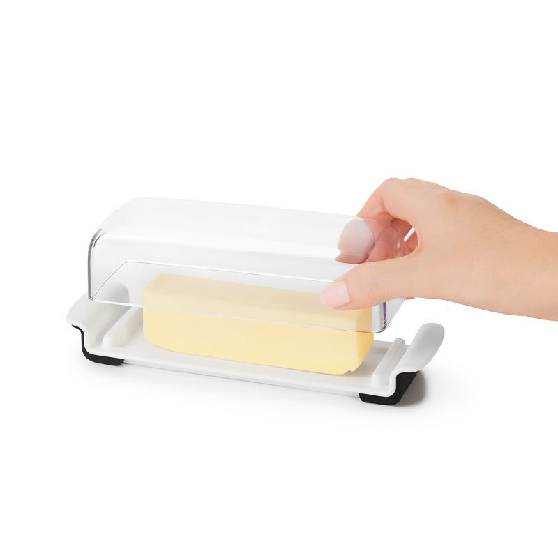 slide 6 of 7, OXO Softworks Butter Dish: White Polypropylene Butter Holder, Dishwasher-Safe, 2-Piece Set, 7.80" Width, 1 ct