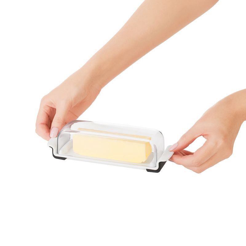 slide 7 of 7, OXO Softworks Butter Dish: White Polypropylene Butter Holder, Dishwasher-Safe, 2-Piece Set, 7.80" Width, 1 ct
