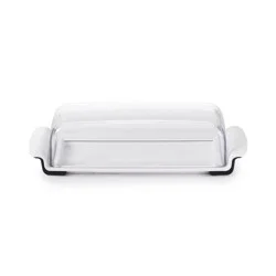 OXO Softworks Butter Dish: White Polypropylene Butter Holder, Dishwasher-Safe, 2-Piece Set, 7.80" Width