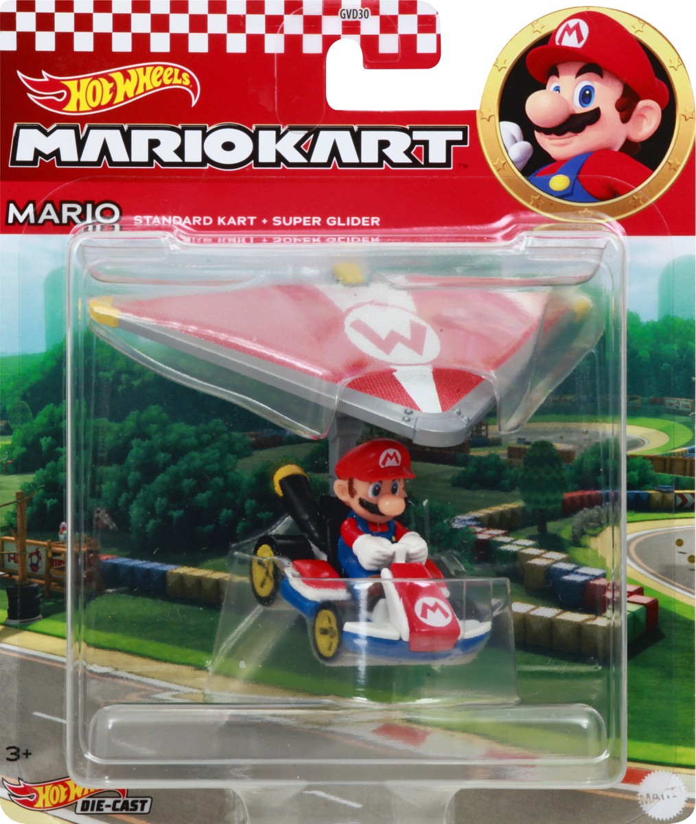 slide 4 of 9, Hot Wheels MarioKart 3+ Mario Standard Kart + Super Glider Die-Cast 1 ea, 1 ct