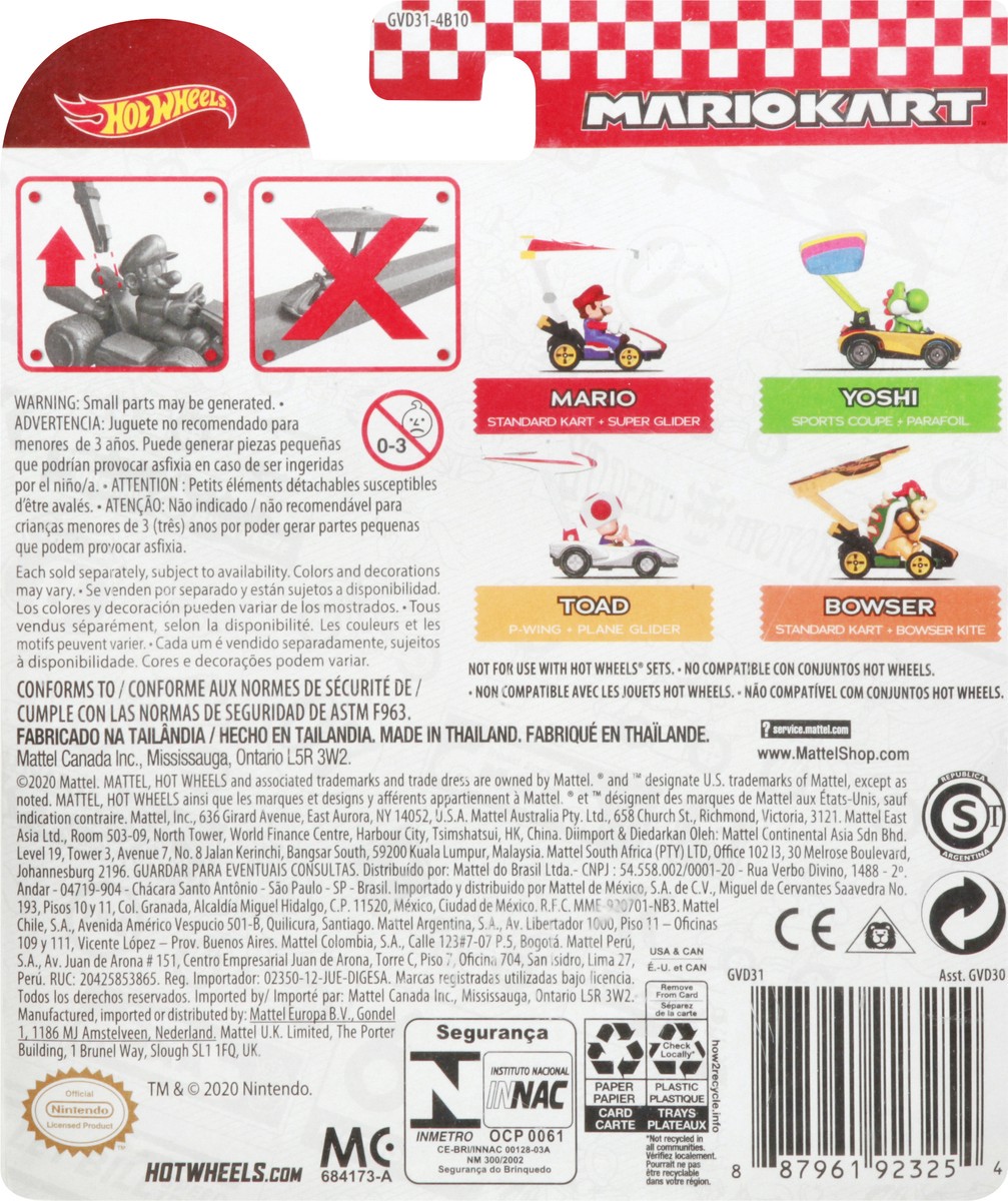 slide 8 of 9, Hot Wheels MarioKart 3+ Mario Standard Kart + Super Glider Die-Cast 1 ea, 1 ct