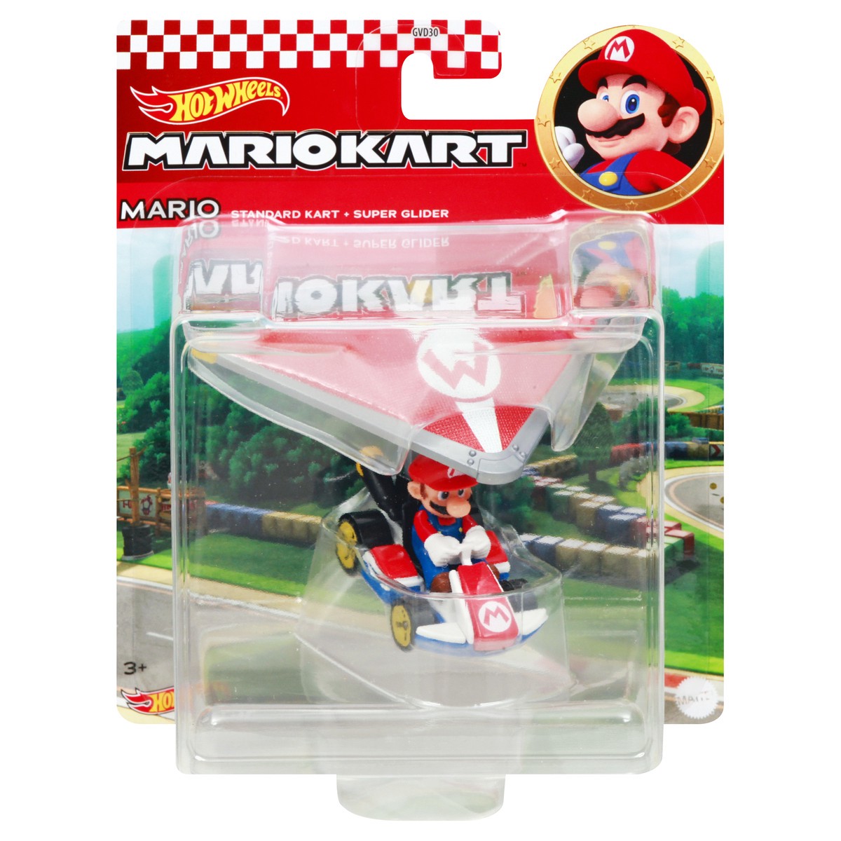 slide 1 of 9, Hot Wheels MarioKart 3+ Mario Standard Kart + Super Glider Die-Cast 1 ea, 1 ct