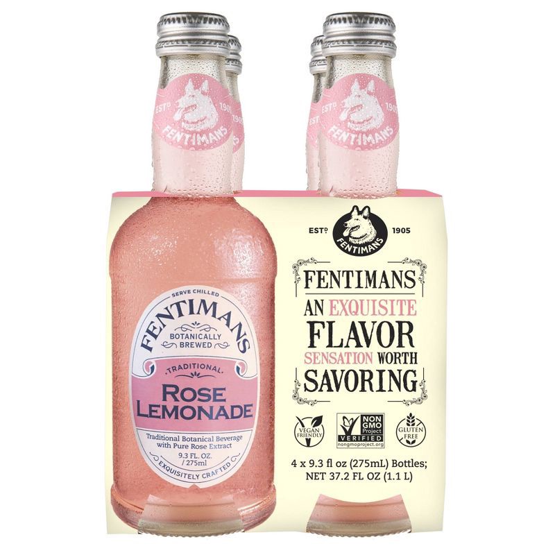 slide 1 of 5, Fentimans Rose Lemonade Glass Bottles - 4pk/9.3 fl oz, 4 ct; 9.3 fl oz