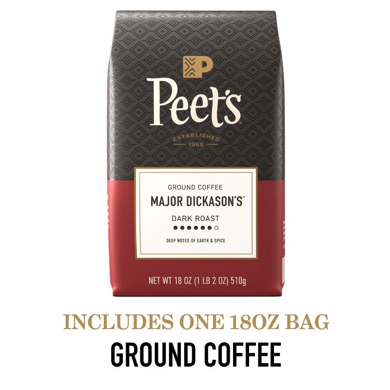 slide 2 of 10, Peet's Coffee Peet's Major Dickason Dark Roast Ground Coffee - 18oz, 18 oz
