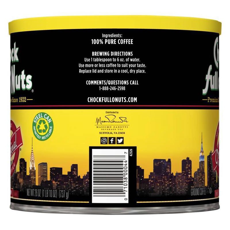 slide 3 of 6, Chock full o'Nuts Original Medium Roast Ground Coffee - 26oz, 26 oz