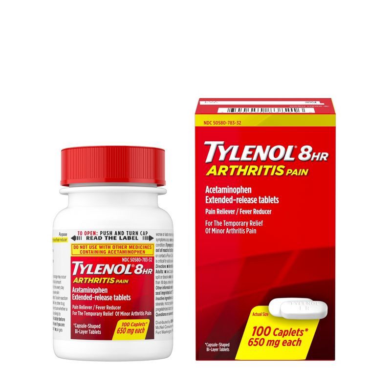 slide 2 of 10, Tylenol 8 Hour Arthritis Pain Reliever Extended-Release Caplets - Acetaminophen - 100ct, 100 ct