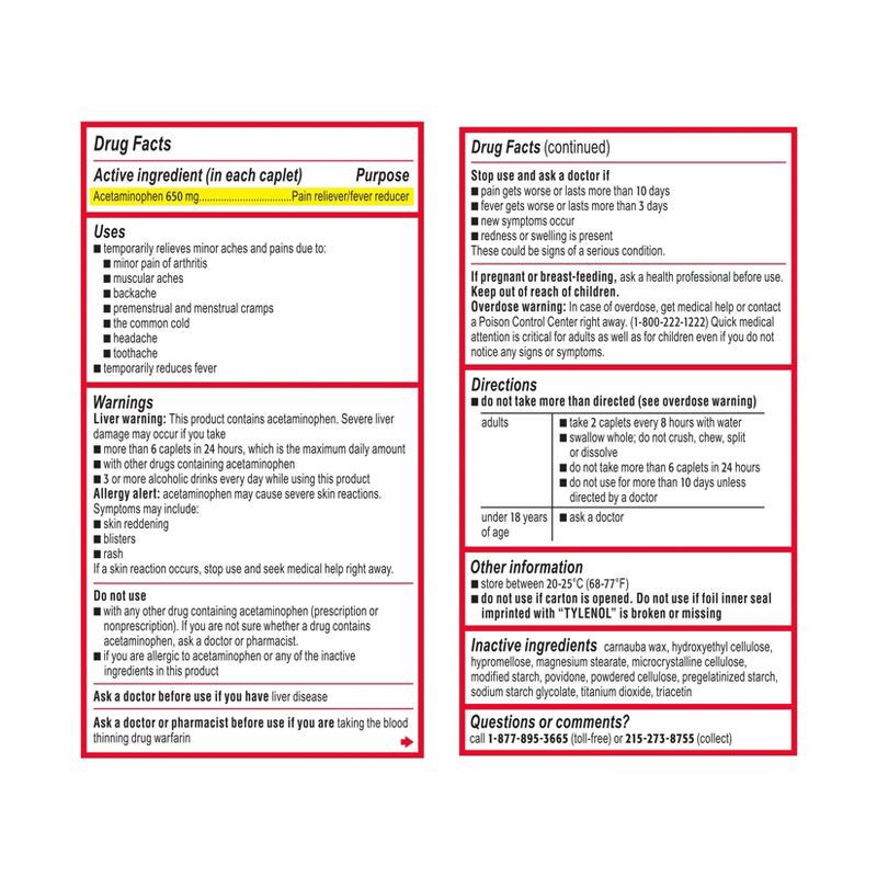 slide 10 of 10, Tylenol 8 Hour Arthritis Pain Reliever Extended-Release Caplets - Acetaminophen - 100ct, 100 ct