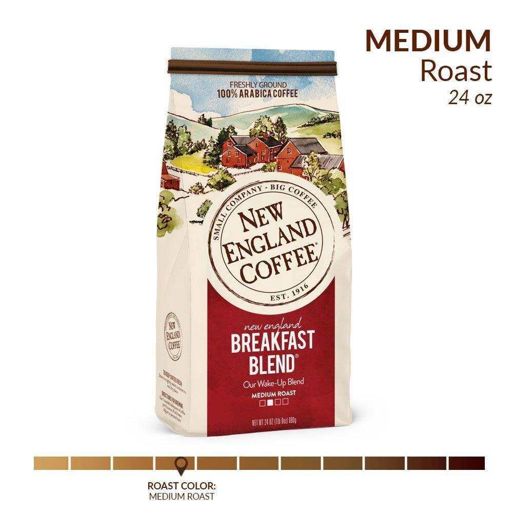 slide 4 of 6, New England Coffee Breakfast Blend Medium Roast Ground Coffee - 24oz, 24 oz