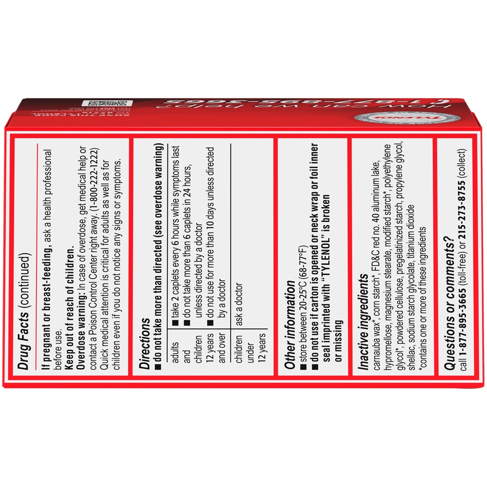 slide 6 of 6, Tylenol Adult Internal Analgesics, Caplets, 100 ct