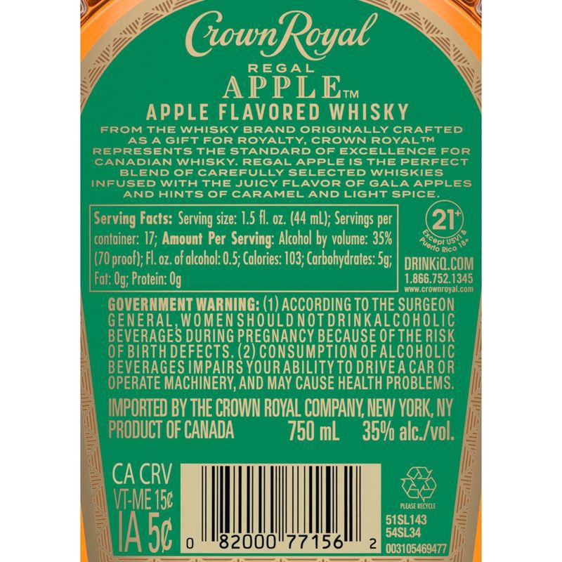 slide 8 of 10, Crown Royal Regal Apple Flavored Whisky - 750ml Bottle, 750 ml