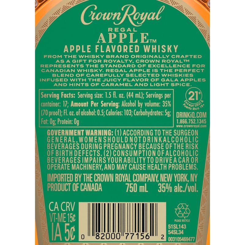 slide 10 of 10, Crown Royal Regal Apple Flavored Whisky - 750ml Bottle, 750 ml