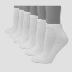 Hanes Premium Women's 6pk Cushioned Low Cut Socks - White 5-9: Midweight Knit Socks
