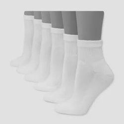 Hanes Premium Women's 6pk Cushioned Ankle Socks - White 5-9: Midweight Knit, Cushioned Sole