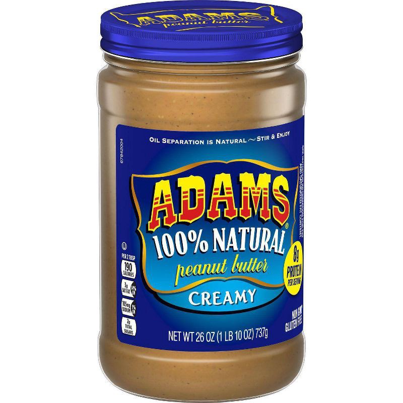 slide 3 of 3, Adams Peanut Butter 100% Natural Creamy Peanut Butter - 26oz, 26 oz