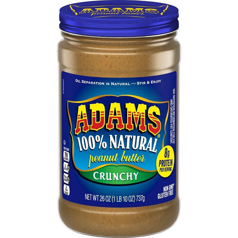 slide 1 of 4, Adams Peanut Butter Adam's 100% Natural Crunchy Peanut Butter - 26oz, 26 oz