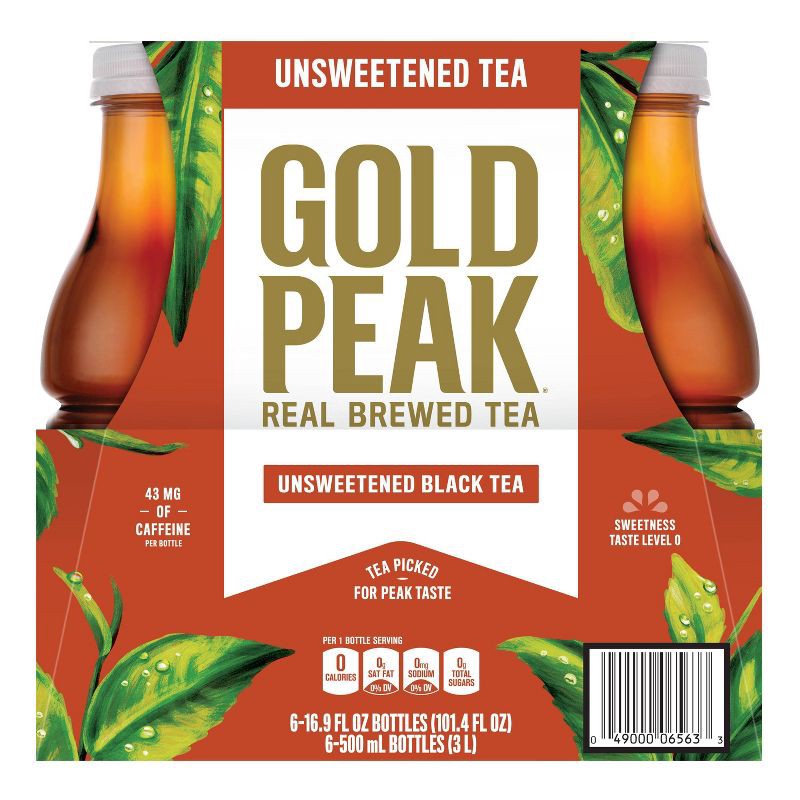 slide 2 of 9, Gold Peak Unsweetened Tea Bottles - 6pk/16.9 fl oz, 6 ct; 16.9 fl oz