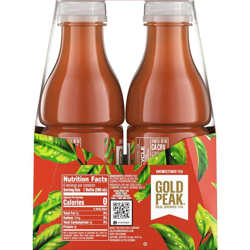 slide 4 of 9, Gold Peak Unsweetened Tea Bottles - 6pk/16.9 fl oz, 6 ct; 16.9 fl oz