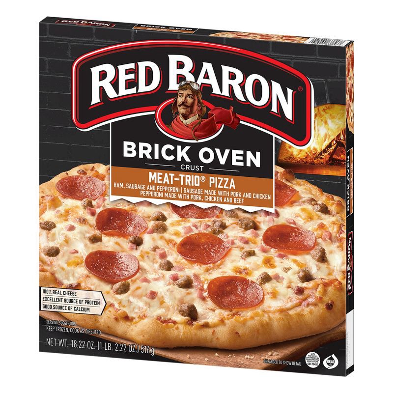 slide 2 of 8, Red Baron Meat Trio Brick Oven Frozen Pizza - 18.22oz, 18.22 oz