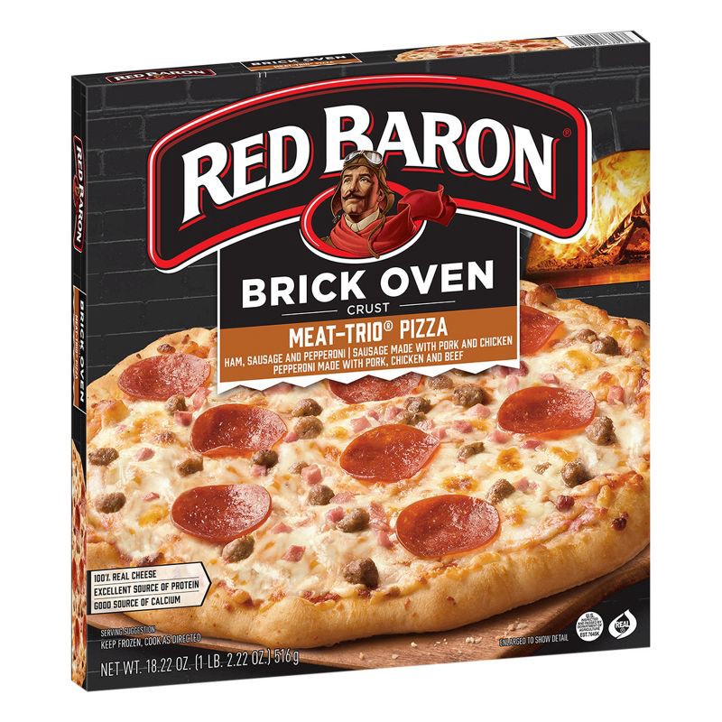 slide 3 of 8, Red Baron Meat Trio Brick Oven Frozen Pizza - 18.22oz, 18.22 oz