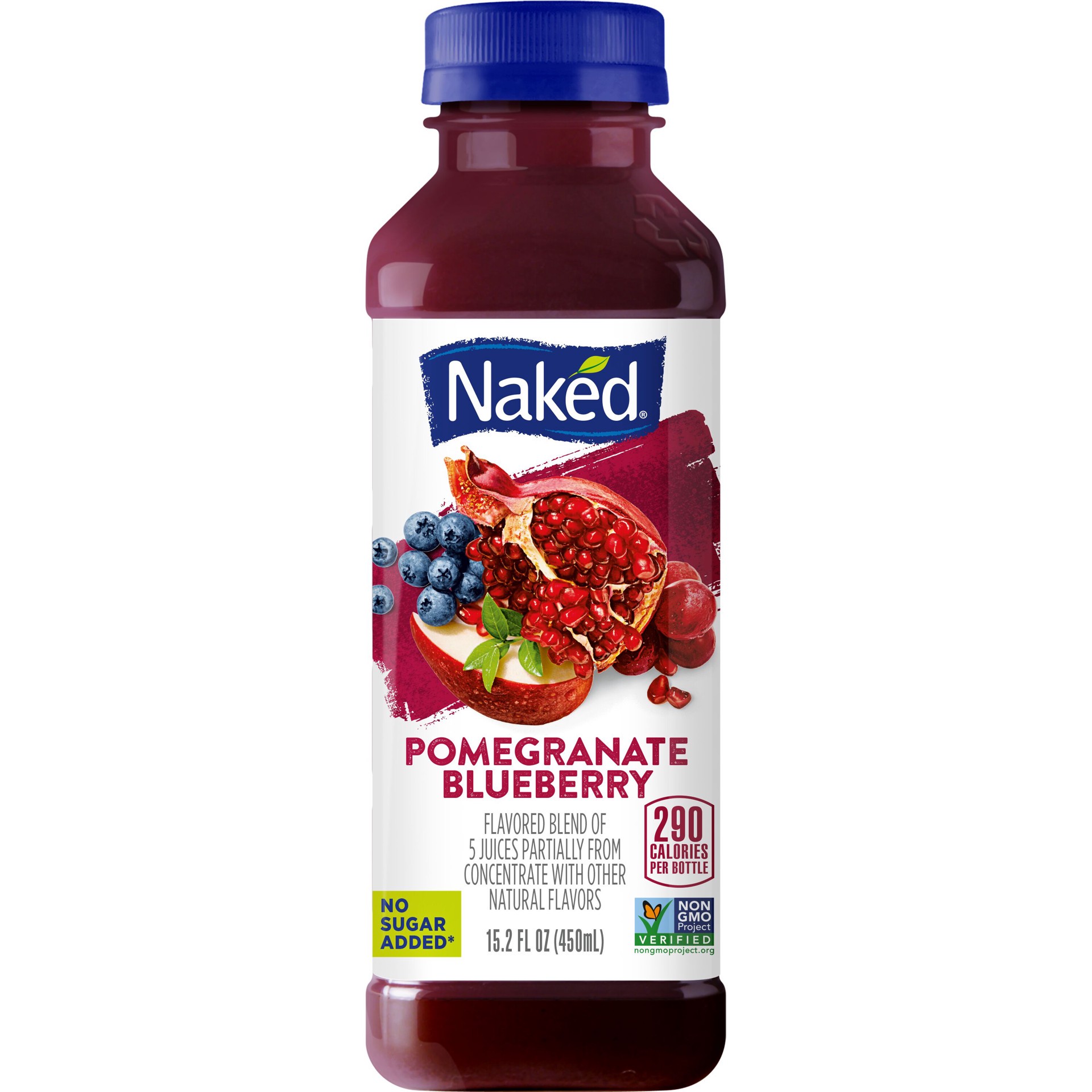 slide 1 of 4, Naked 100% Juice Blend Pomegranate Blueberry Flavored 15.2 Fl Oz Bottle, 15.2 fl oz