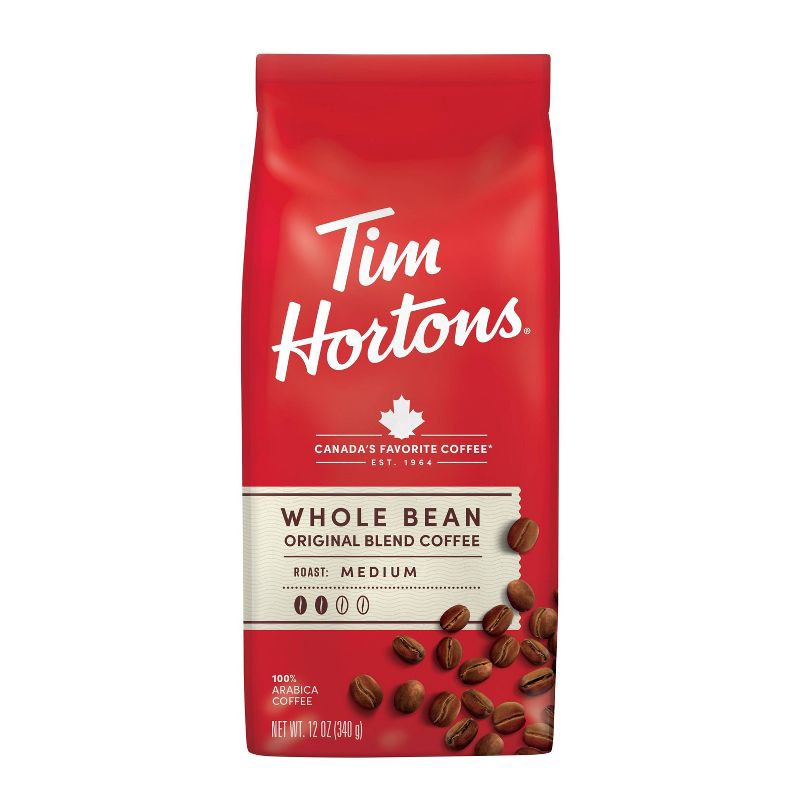 slide 1 of 6, Tim Hortons Medium Roast Whole Bean Coffee - 12oz, 12 oz