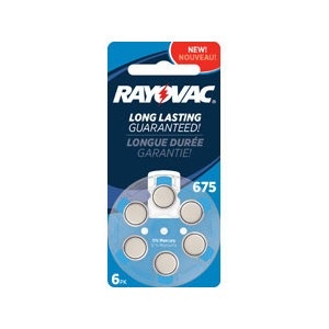 slide 1 of 1, Rayovac Hearing Aid Battery Size 675, 6 ct