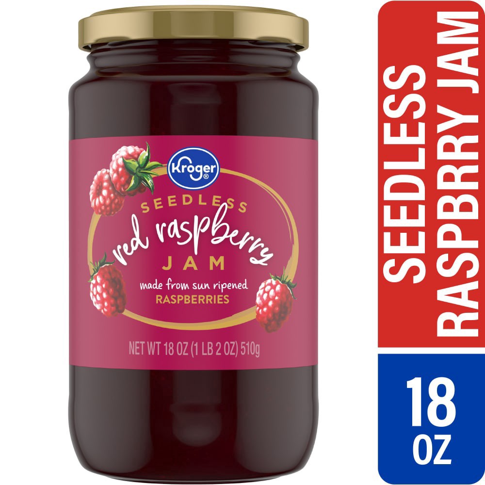 slide 1 of 4, Kroger Seedless Red Raspberry Jam, 18 oz