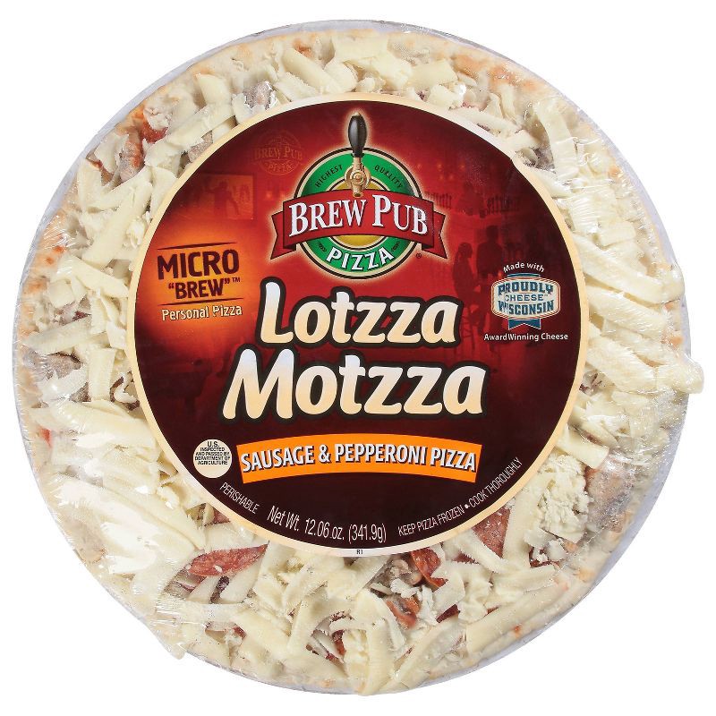 slide 1 of 3, Brew Pub Lotzza Motzza Sausage & Pepperoni Personal Size Frozen Pizza - 12.06oz, 12.06 oz