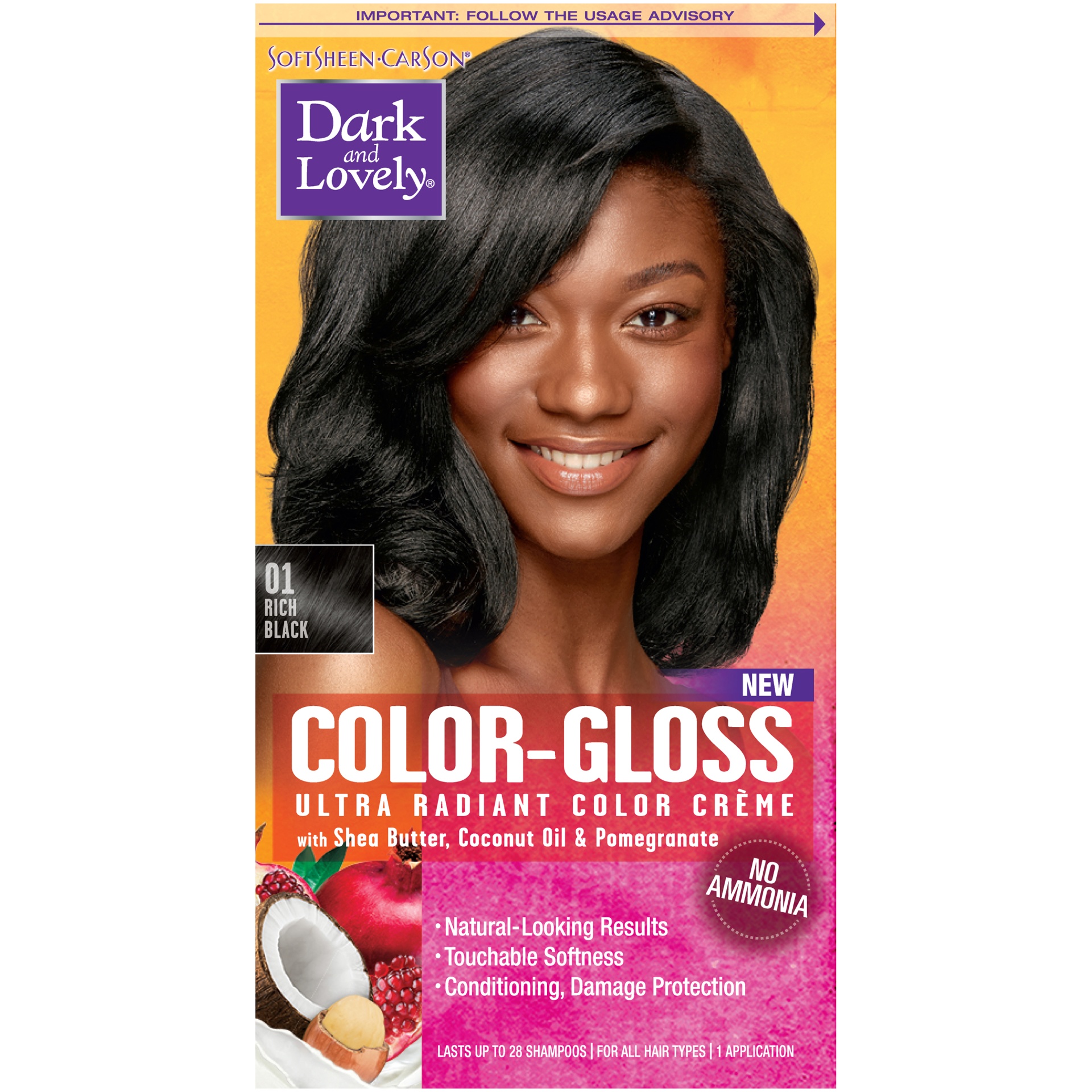 slide 2 of 8, Dark & Lovely Color Gloss Semi Permanent Hair Color - Jet Black, 1 ct