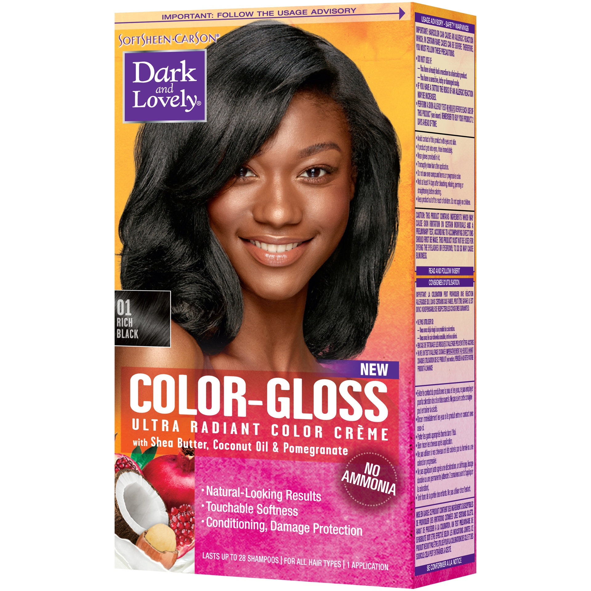 slide 4 of 8, Dark & Lovely Color Gloss Semi Permanent Hair Color - Jet Black, 1 ct