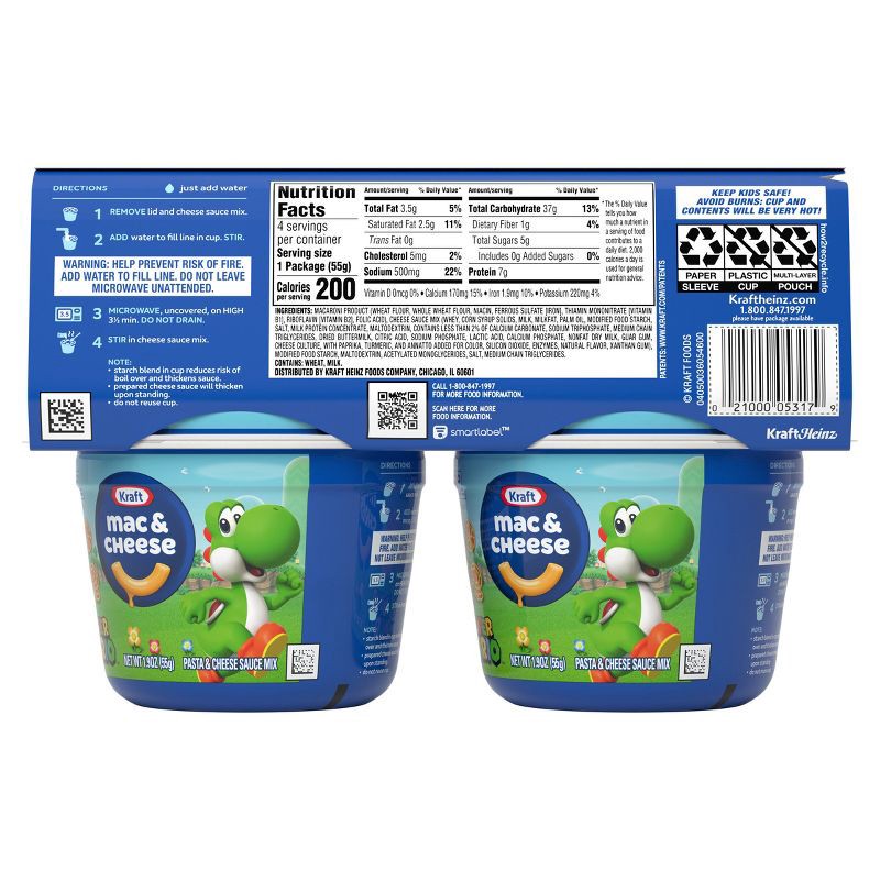 slide 5 of 7, Kraft Super Mario Brothers Shaped Mac and Cheese Microwavable Cups - 7.6oz/4ct, 4 ct; 7.6 oz