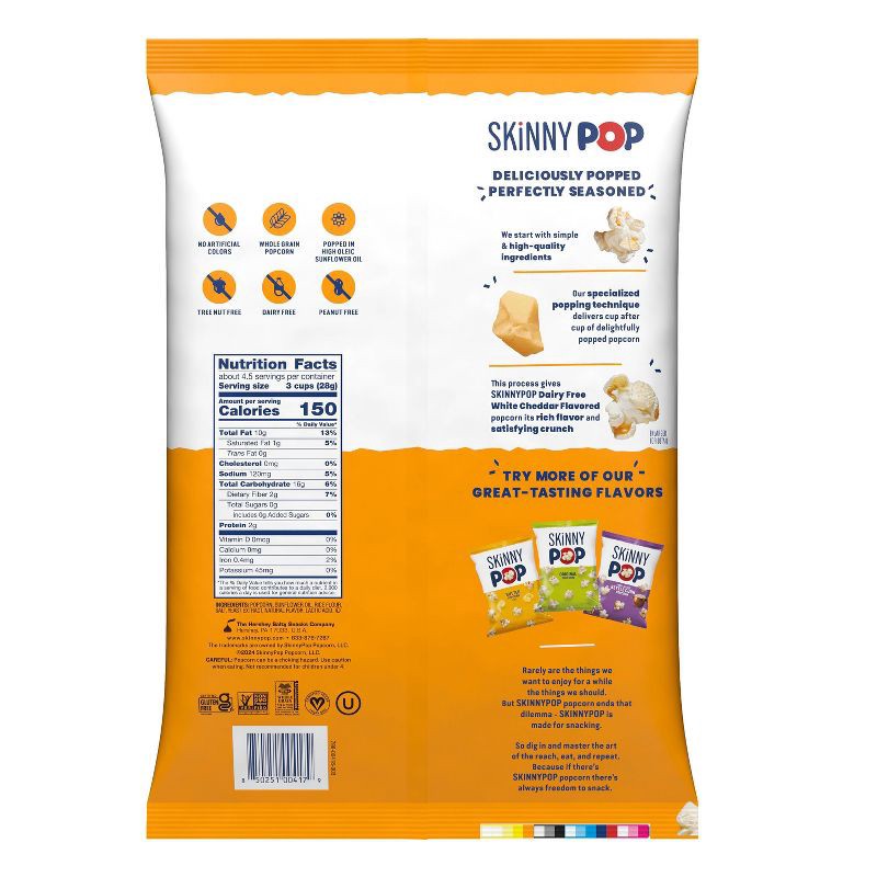 slide 2 of 7, SkinnyPop Dairy Free White Cheddar Popcorn - 4.4oz, 4.4 oz