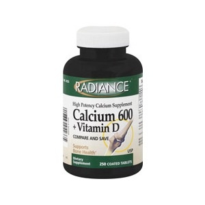 slide 1 of 1, Radiance Calcium 600 & Vitamin D Coated Tablets, 250 ct