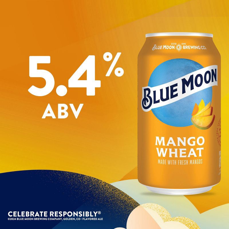 slide 2 of 9, Blue Moon Mango Wheat Ale Beer - 6pk/12 fl oz Cans, 6 ct; 12 fl oz