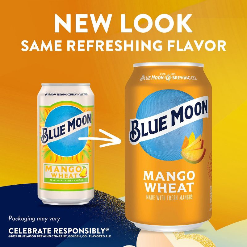 slide 4 of 9, Blue Moon Mango Wheat Ale Beer - 6pk/12 fl oz Cans, 6 ct; 12 fl oz