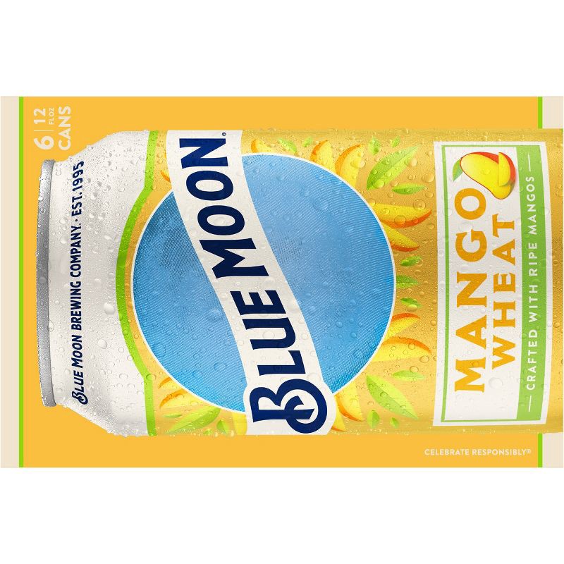 slide 8 of 9, Blue Moon Mango Wheat Ale Beer - 6pk/12 fl oz Cans, 6 ct; 12 fl oz