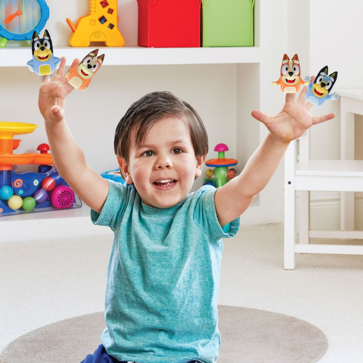 slide 4 of 4, Bluey 4 Piece Jumbo Finger Puppets, 4 ct