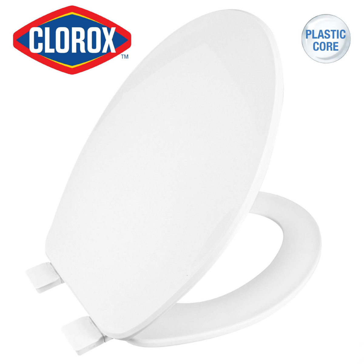 slide 4 of 8, Clorox Antimicrobial Elongated Plastic Beveled Toilet Seat, 1 ct