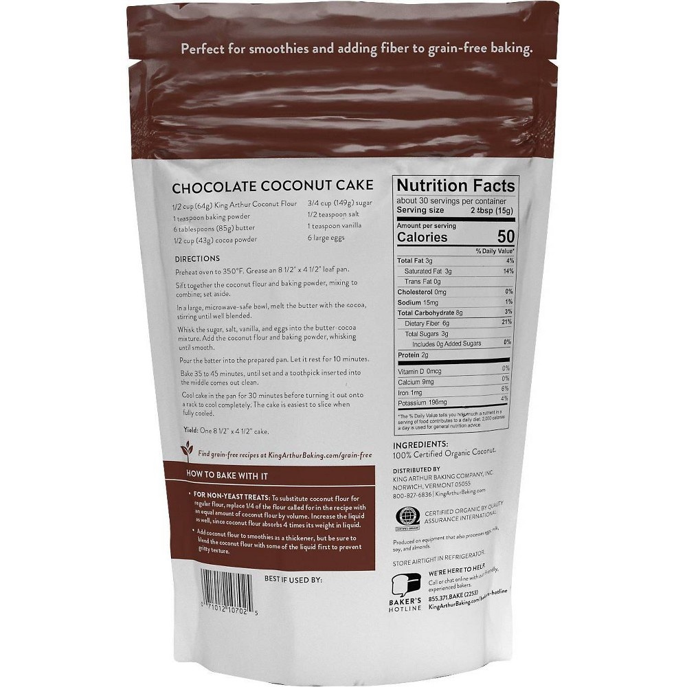 slide 2 of 6, King Arthur Gluten & Grain Free Coconut Flour, 16 oz