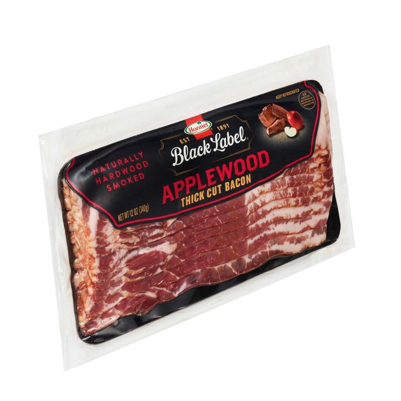 slide 3 of 8, Hormel Black Label Applewood Smoked Thick Cut Bacon - 12oz, 12 oz