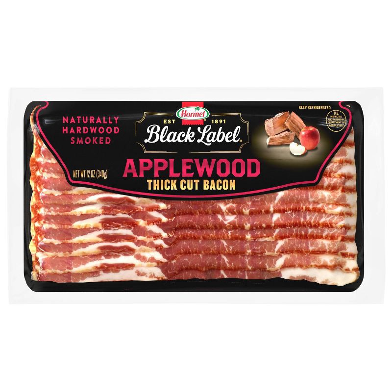 slide 1 of 8, Hormel Black Label Applewood Smoked Thick Cut Bacon - 12oz, 12 oz