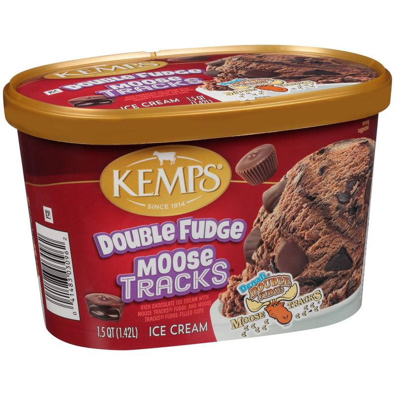 slide 2 of 5, Kemps Double Fudge Moose Tracks Ice Cream - 48oz, 48 oz