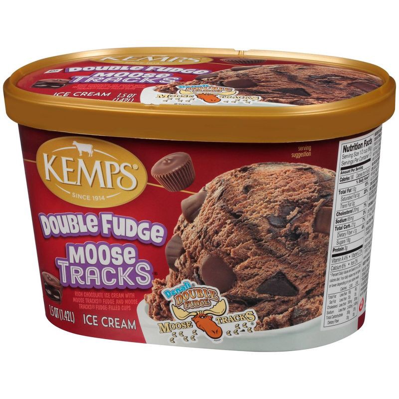 slide 3 of 5, Kemps Double Fudge Moose Tracks Ice Cream - 48oz, 48 oz